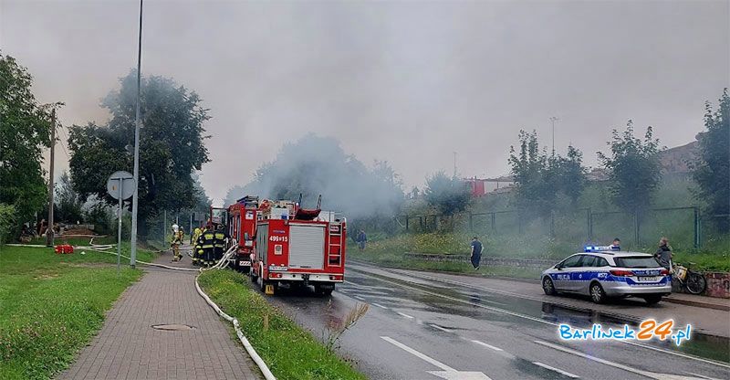 POŻAR NA TERENIE OGRÓDKÓW DZIAŁKOWYCH